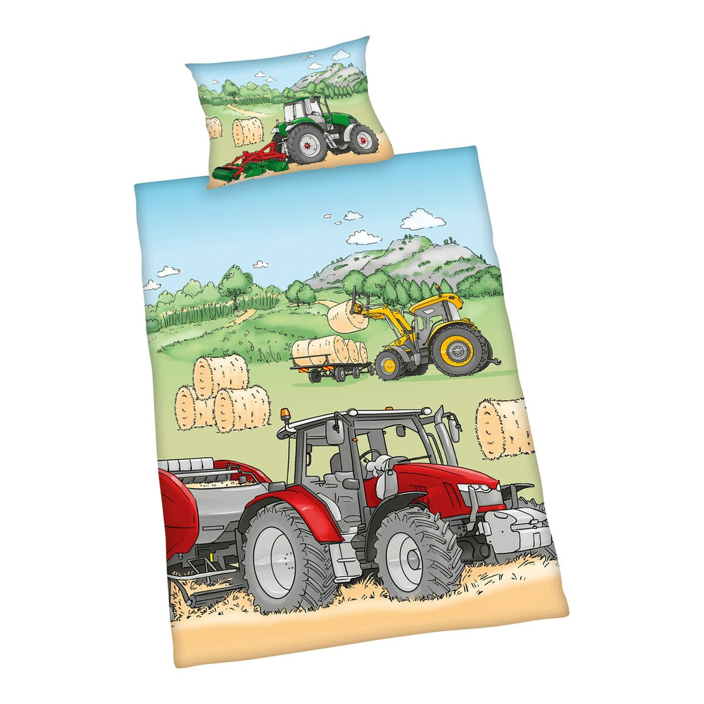 Sengetøy renforcé vendbart traktor 40x60/100x135 cm bakside