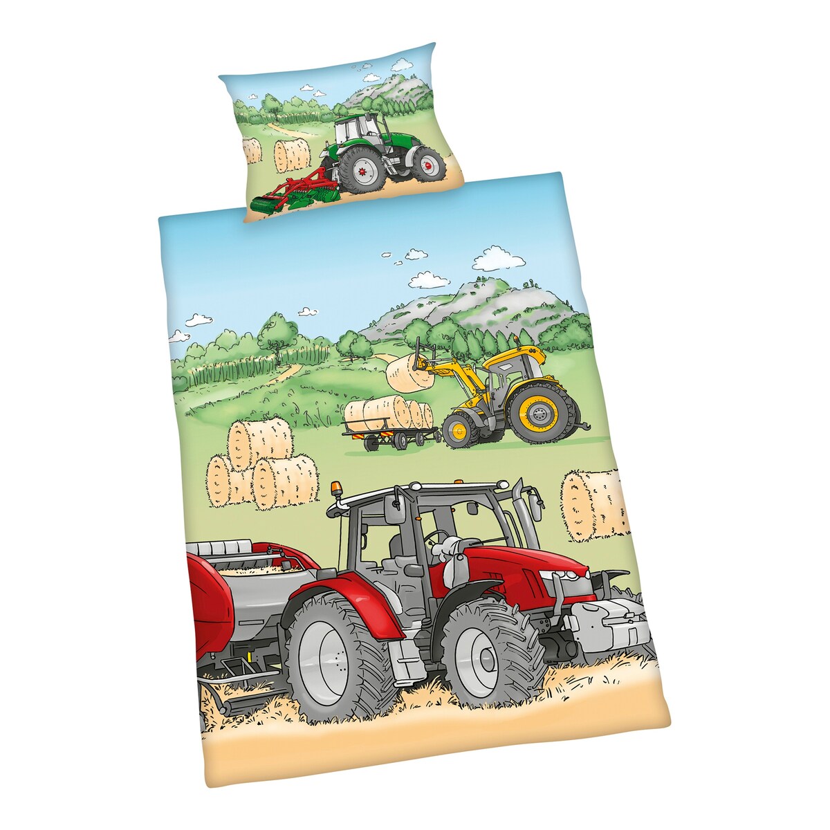 Sengetøy renforcé vendbart traktor 40x60/100x135 cm bakside