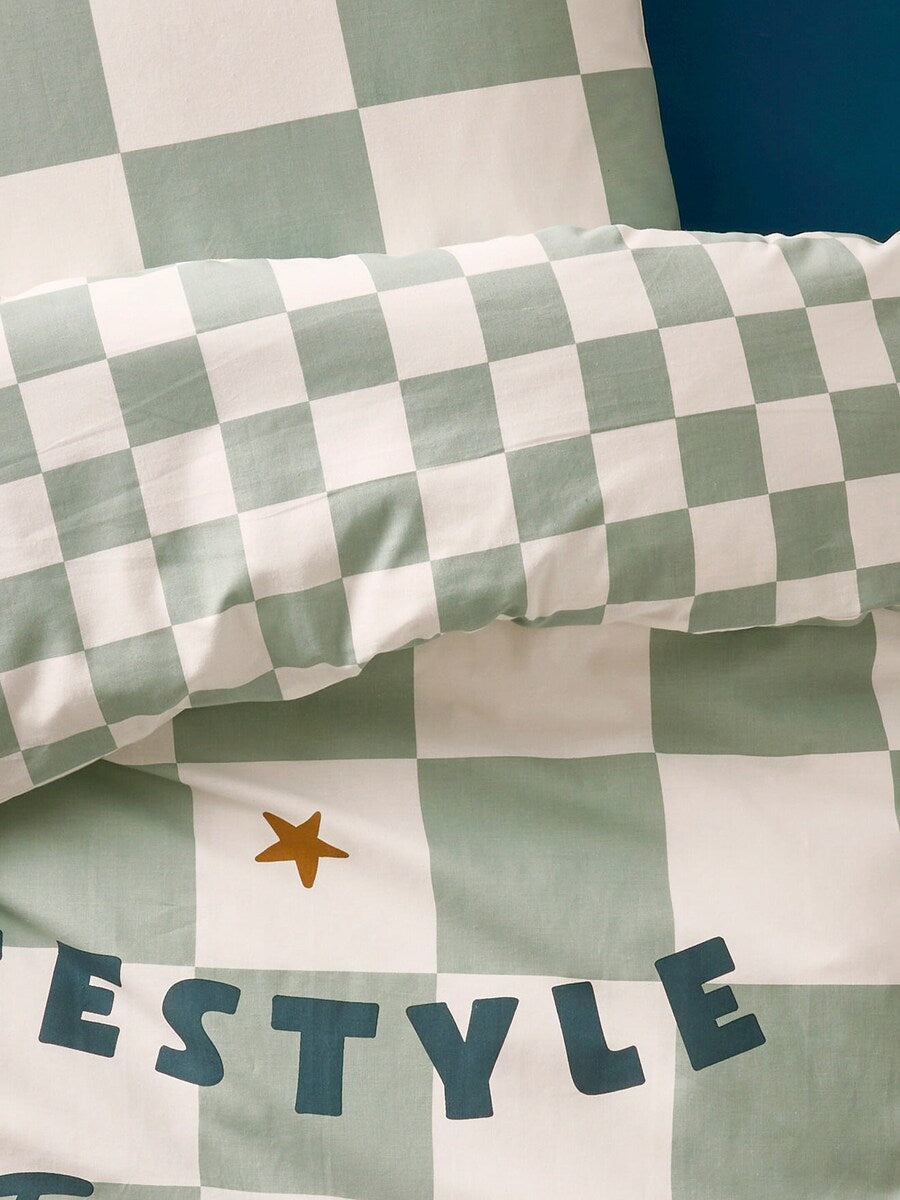 Sengetøy-sett FREESTYLE resirkulert bomull 200x200 cm tekstur detalj