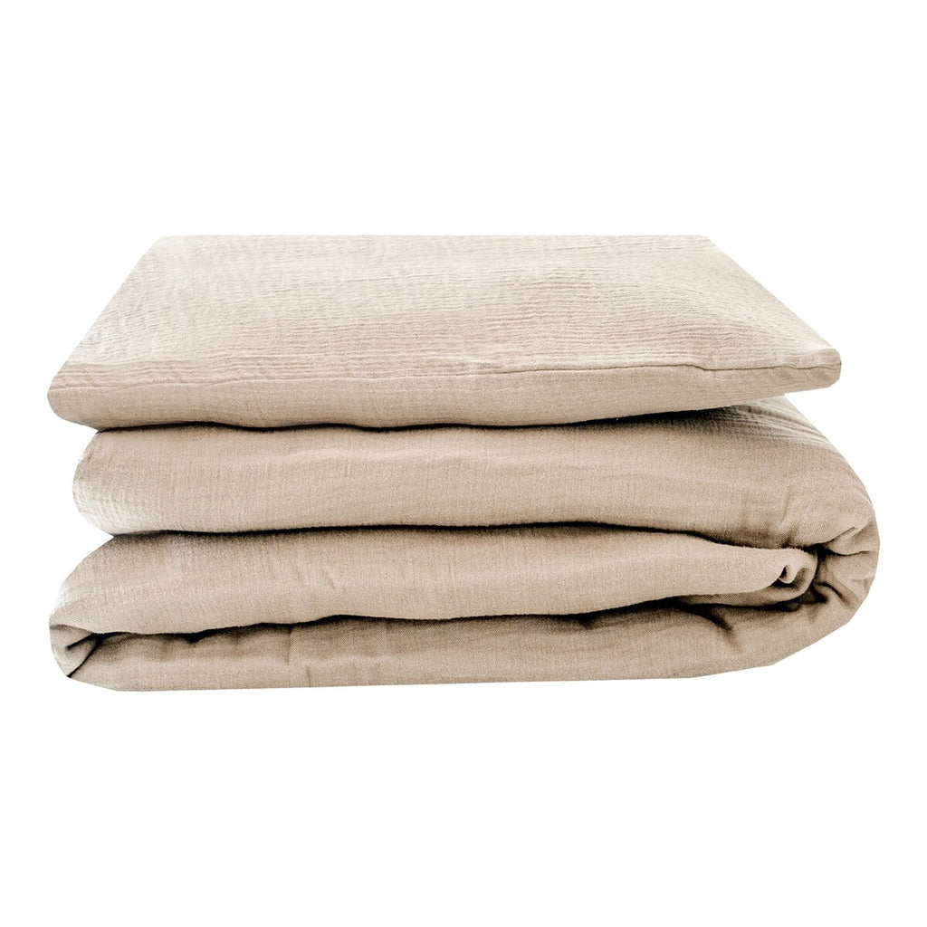 Sengetøy Terra musselin bomull 40x60/100x135 cm farge sand