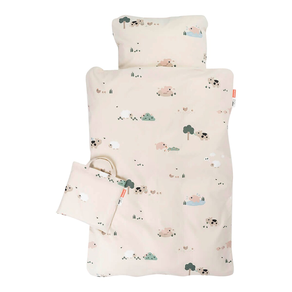 Sengetøy Tiny farm bomull 100x135/40x60 cm forfra med dyremotiver