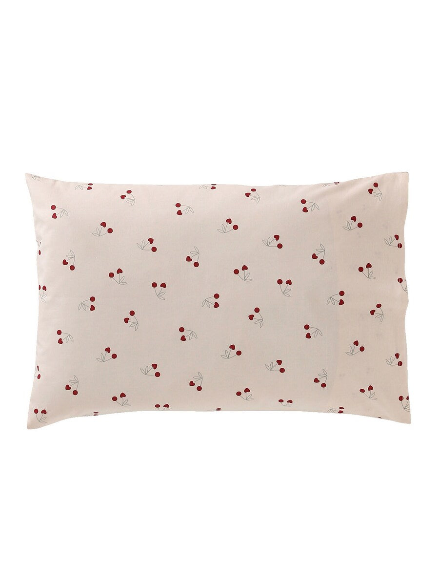 Sengetøysett for baby CHERRY vendbart 100 % bomull bakside med kirsebærdesign