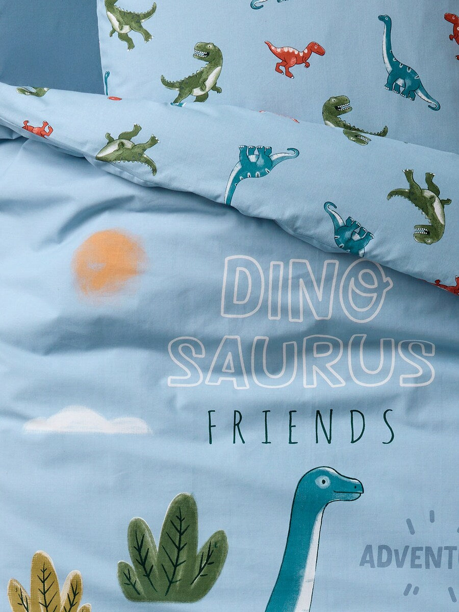Sengetøysett for barn DINO FRIENDS resirkulert bomull nærbilde av stoff