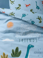 Sengetøysett for barn DINO FRIENDS resirkulert bomull nærbilde av stoff