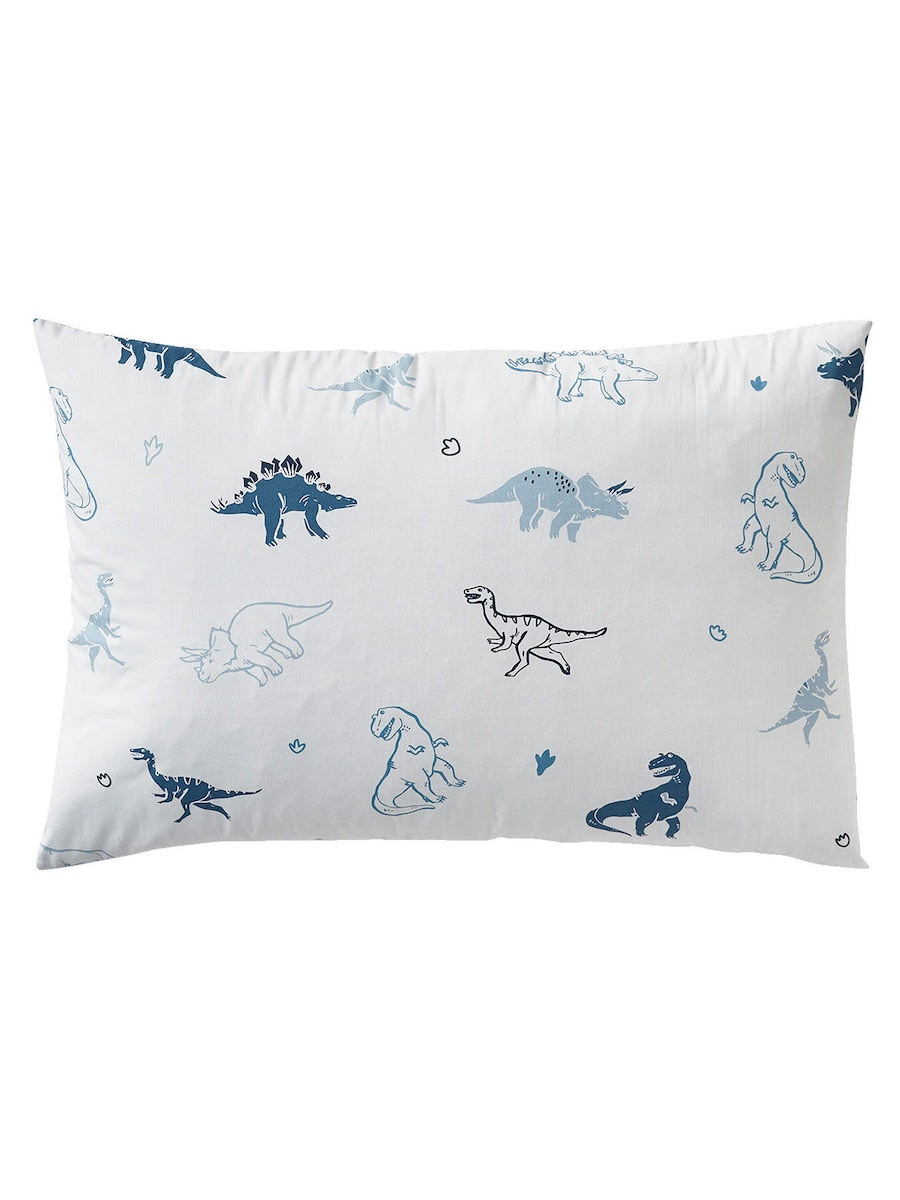 Detalj av stoff og mønster på Sengetøysett for barn HELLO DINOS 100 % bomull