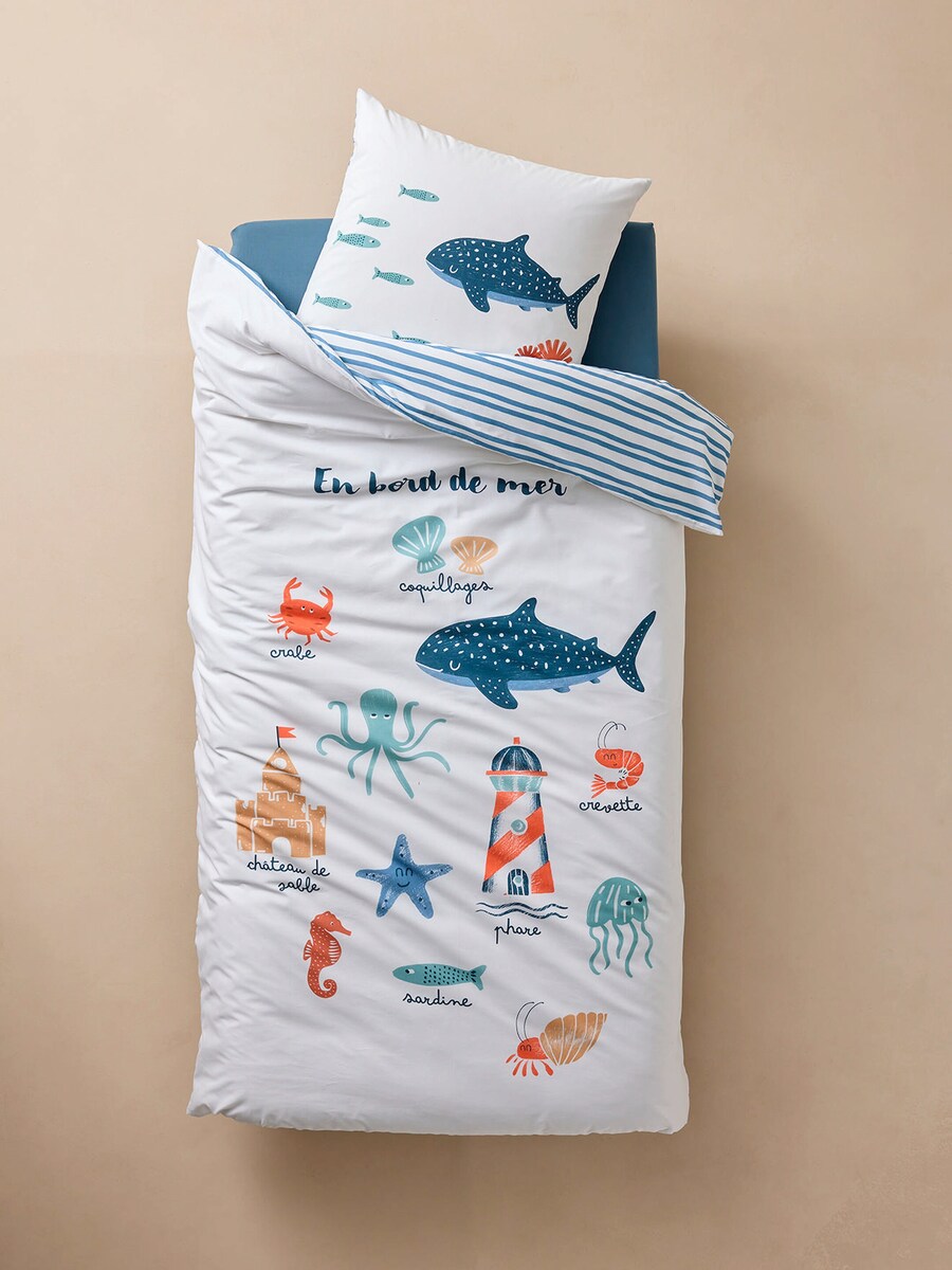 Sengetøysett for barn med maritime motiver pakket