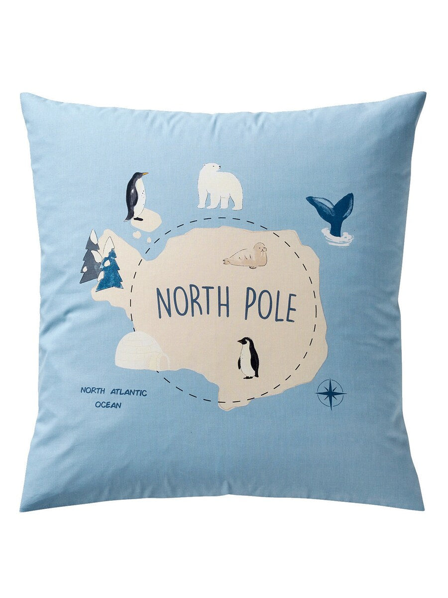 Sengetøysett for barn NORTH POLE ADVENTURE resirkulert bomull detalj dyremotiv