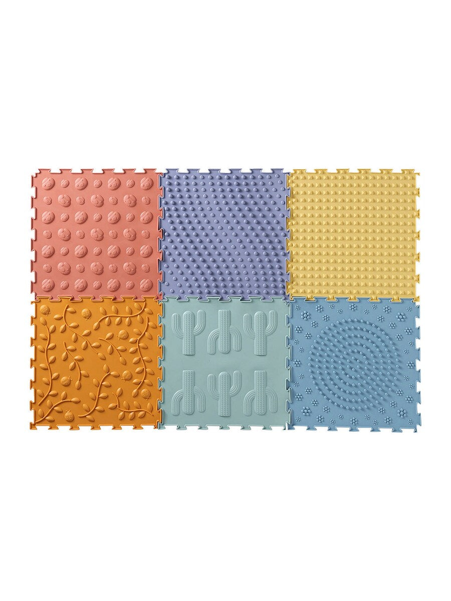 Sensorisk lekematte i silikon 6 deler 35x35 cm detalj overflate
