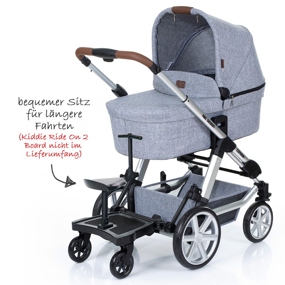 Sete til ståbrett Kiddie Ride On 2 svart bakside