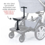 Detaljbilde av sete til ståbrett Kiddie Ride On 2 svart