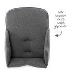 Nærbilde av jerseytrekk på seteforminsker til Alpha barnestol i jersey Charcoal