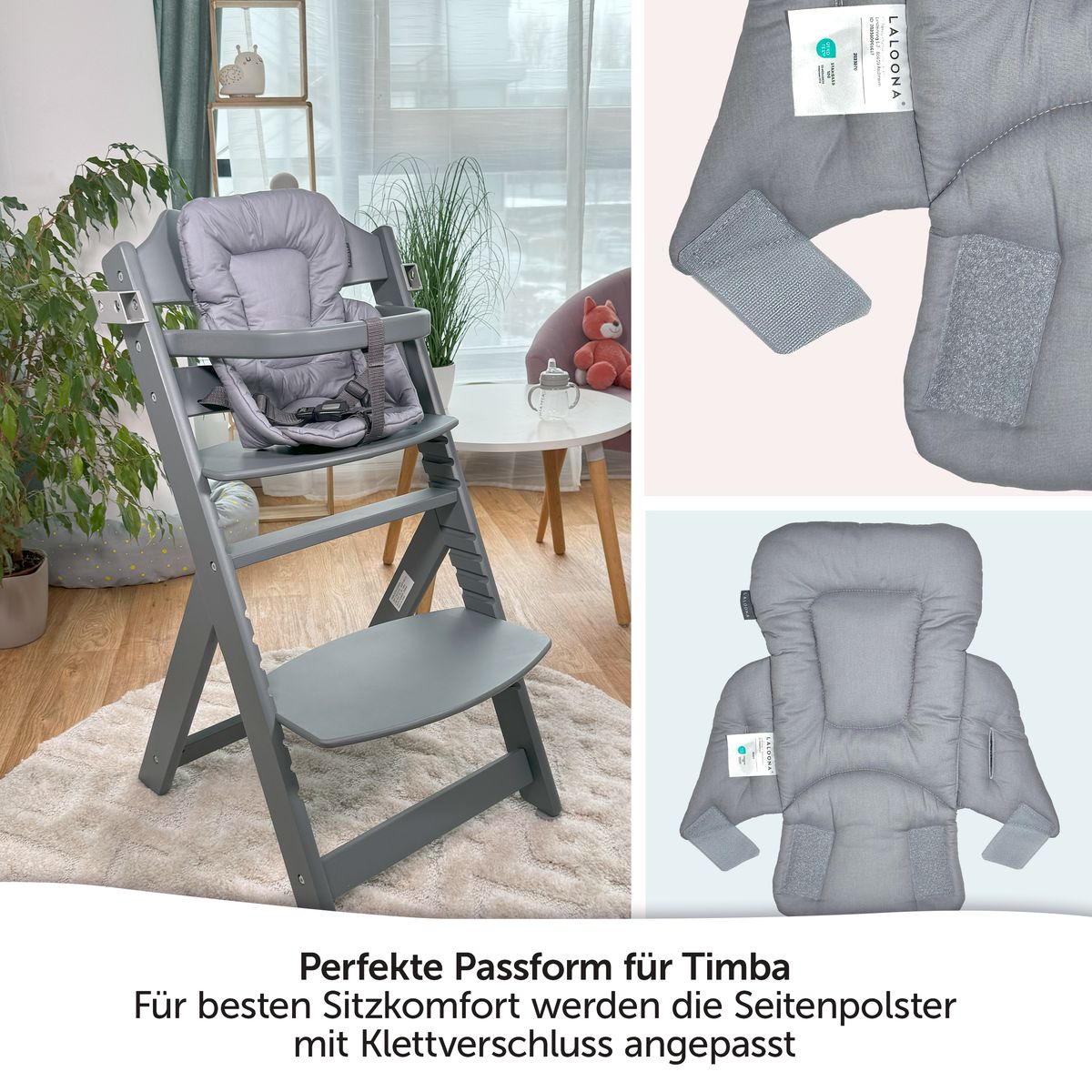 Detalj av seteforminsker til bebeconfort Timba med justerbar klettlukking
