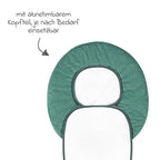 Nærbilde av gurtslisser på Setetrekk Babycool til bilstol med Coolmax eucalyptus