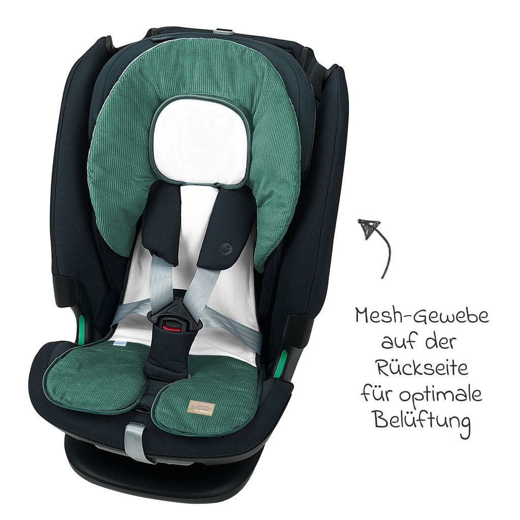 Setetrekk Babycool til bilstol med Coolmax eucalyptus montert i bilstol