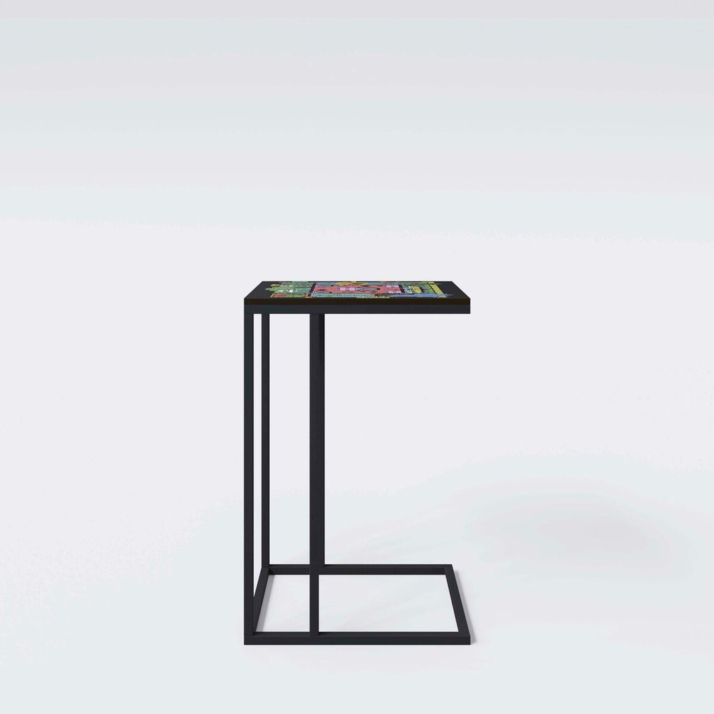 Sidebord C-form Minecraft-design for barnerom bakside