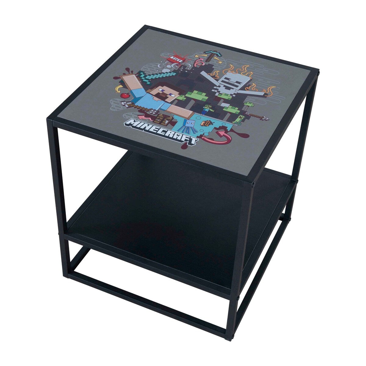 Sidebord med 1 hylle Minecraft-design for barnerom forfra