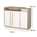 Sideprofil av Stellekommode Elva bred 118x103 cm med stelletopp