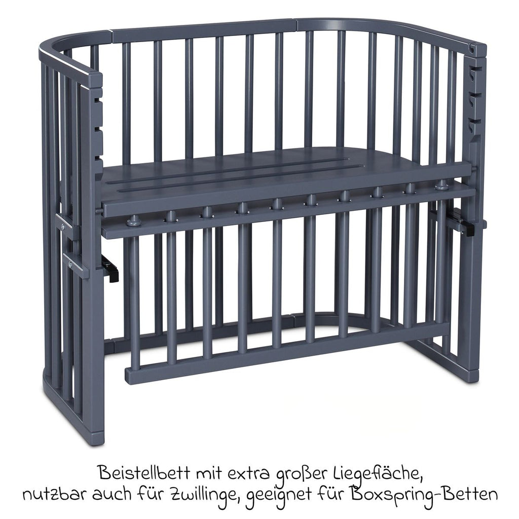 Sideseng Boxspring Comfort Plus i heltre bøk, skifergrå bakside