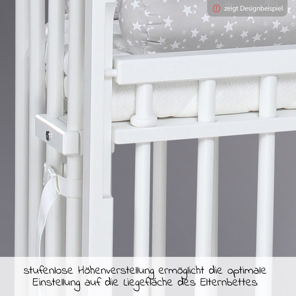 Sideseng Boxspring Comfort Plus i heltre, hvit justerbar høyde