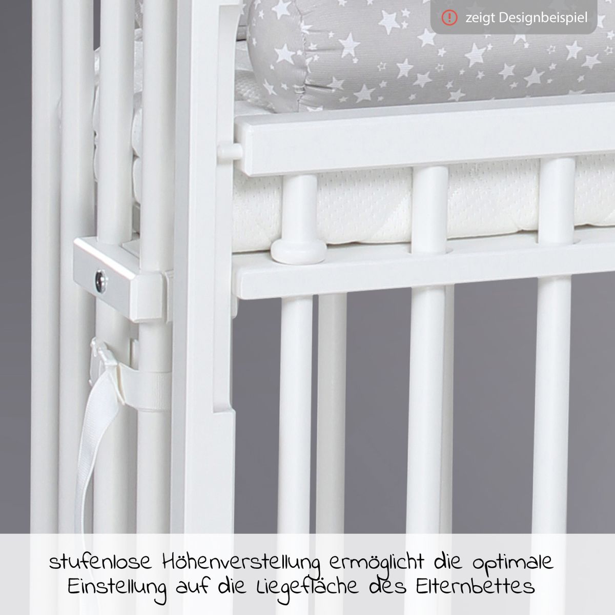 Sideseng Boxspring Comfort Plus i heltre, hvit justerbar høyde