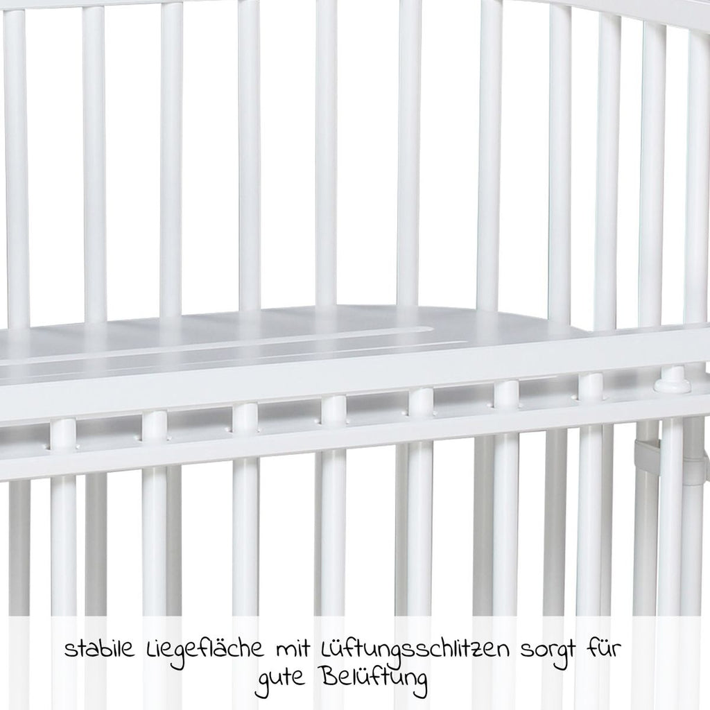 Sideseng Boxspring Comfort Plus i heltre, hvit luftspalter detalj