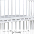 Sideseng Boxspring Comfort Plus i heltre, hvit luftspalter detalj