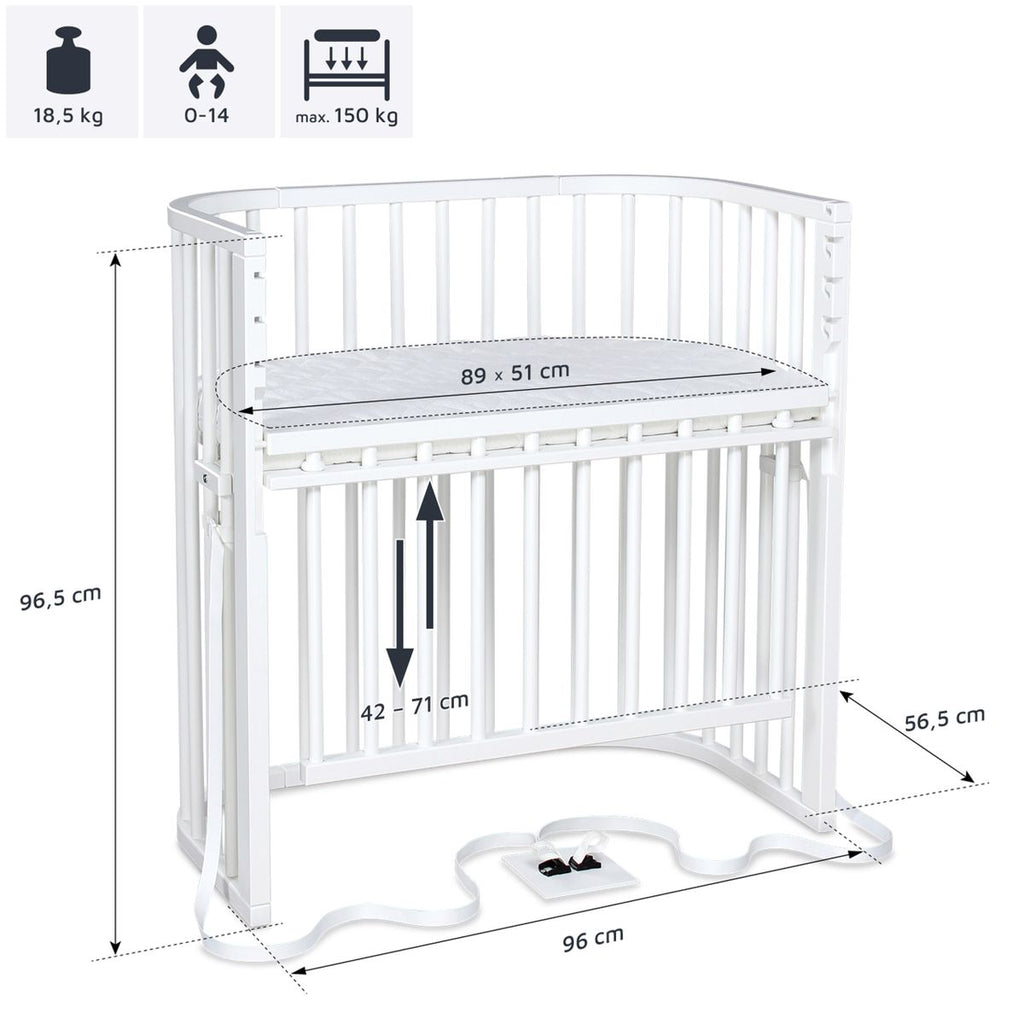 Sideseng Boxspring Comfort Plus i heltre, hvit sammenkoblet med boxspring seng