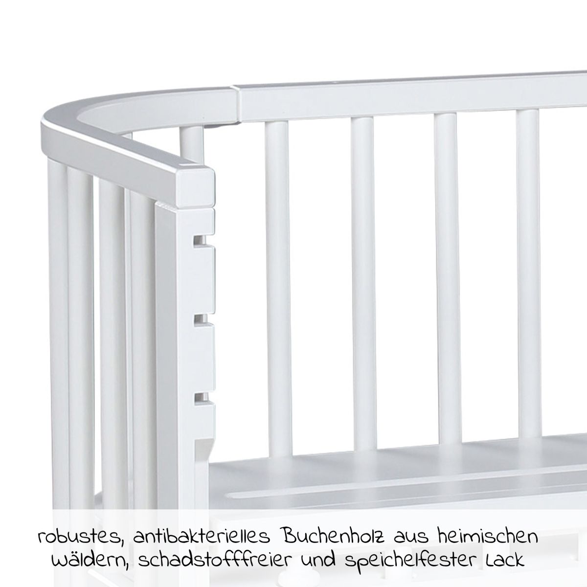 Sideseng Boxspring Comfort Plus i heltre, hvit sett fra siden