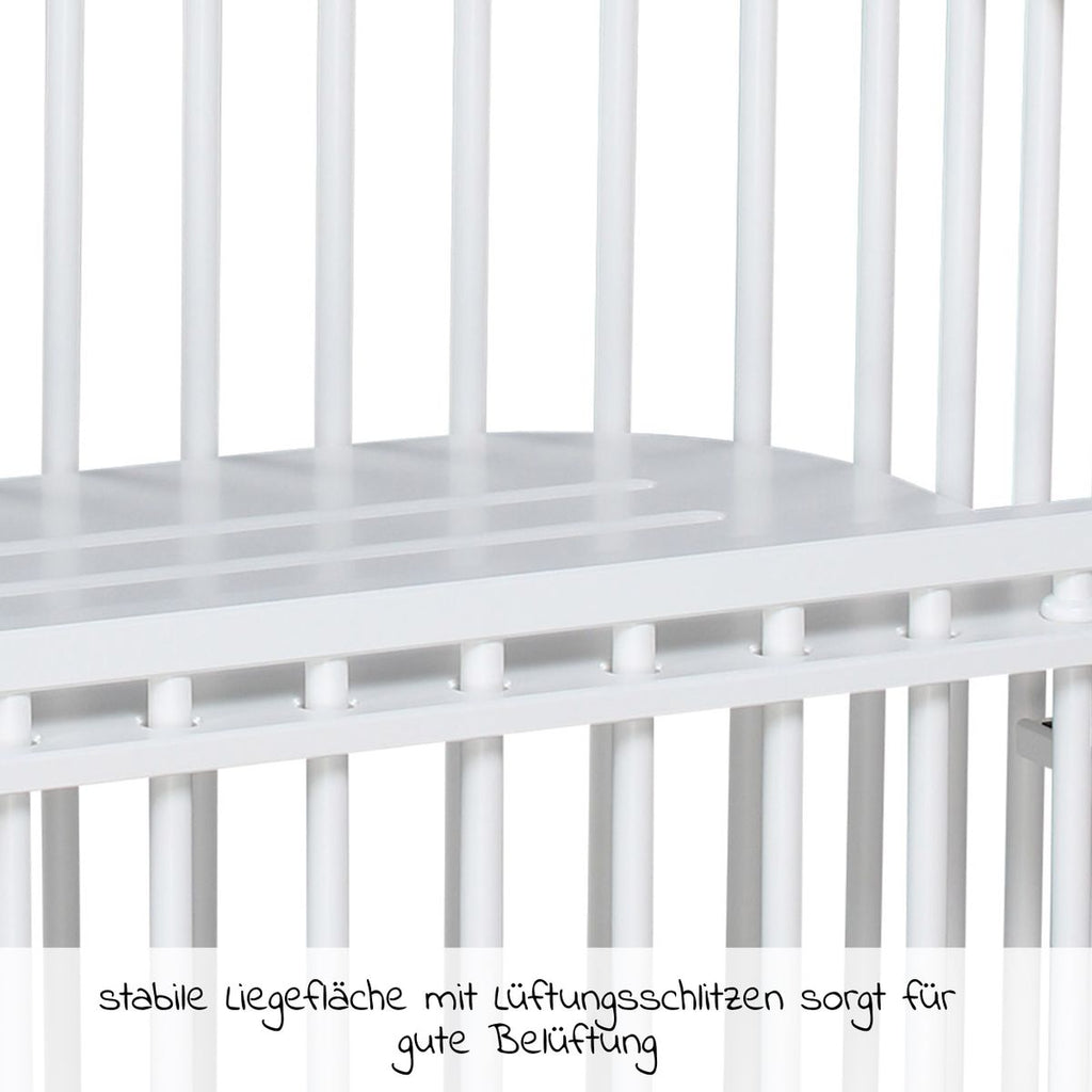 Sideseng Maxi Comfort Plus i heltre bøk, hvitlakkert - Babybay