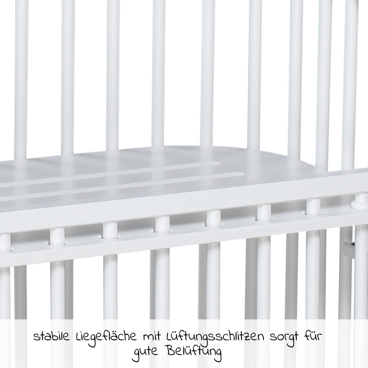 Sideseng Maxi Comfort Plus i heltre bøk, hvitlakkert - Babybay