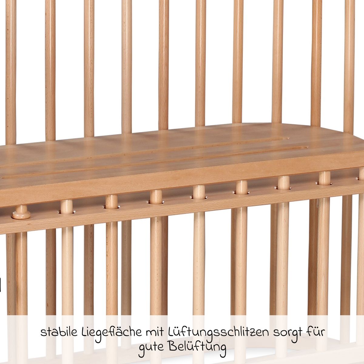 Sideseng Maxi Comfort Plus naturlakkert bøk, høydejusterbar - Babybay