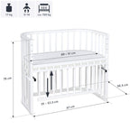 Sideseng Maxi Comfort Plus i heltre bøk, hvitlakkert - Babybay