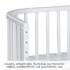 Sideseng Maxi Comfort Plus i heltre bøk, hvitlakkert - Babybay