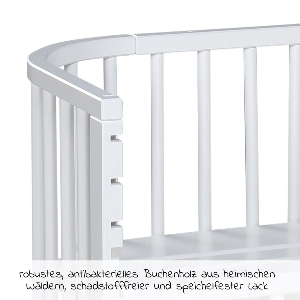Sideseng Maxi Comfort Plus i heltre bøk, hvitlakkert - Babybay