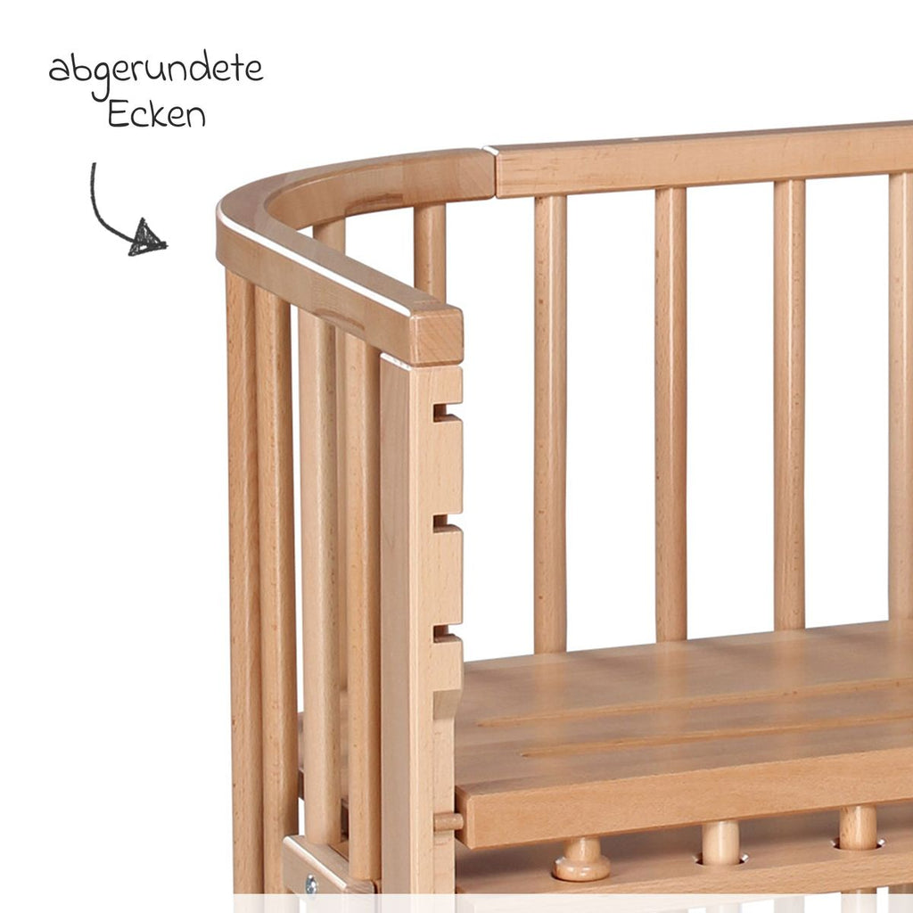 Sideseng Maxi Comfort Plus naturlakkert bøk, høydejusterbar - Babybay