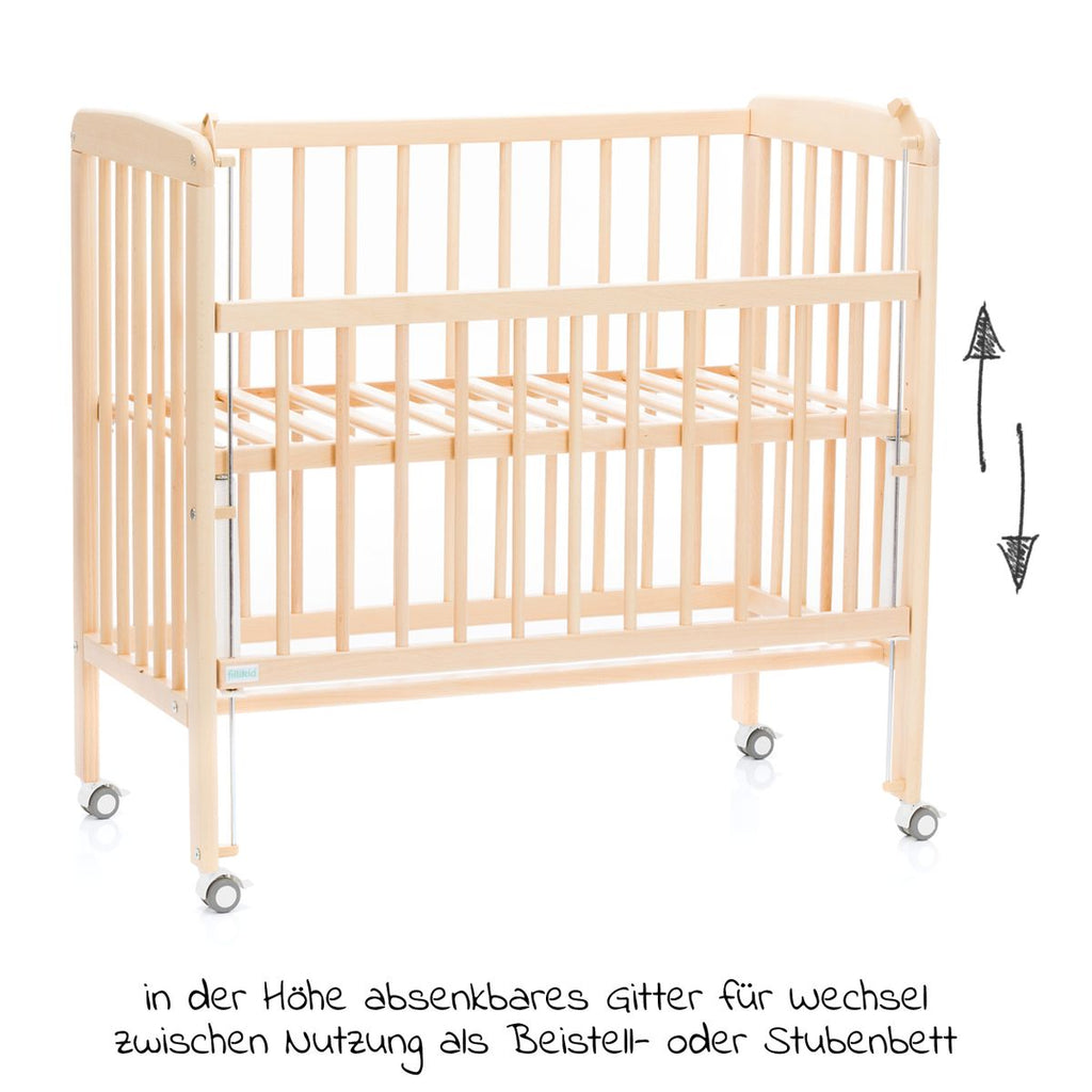 Sideseng Nino 2-i-1 med hjul madrassmål 90x45 cm