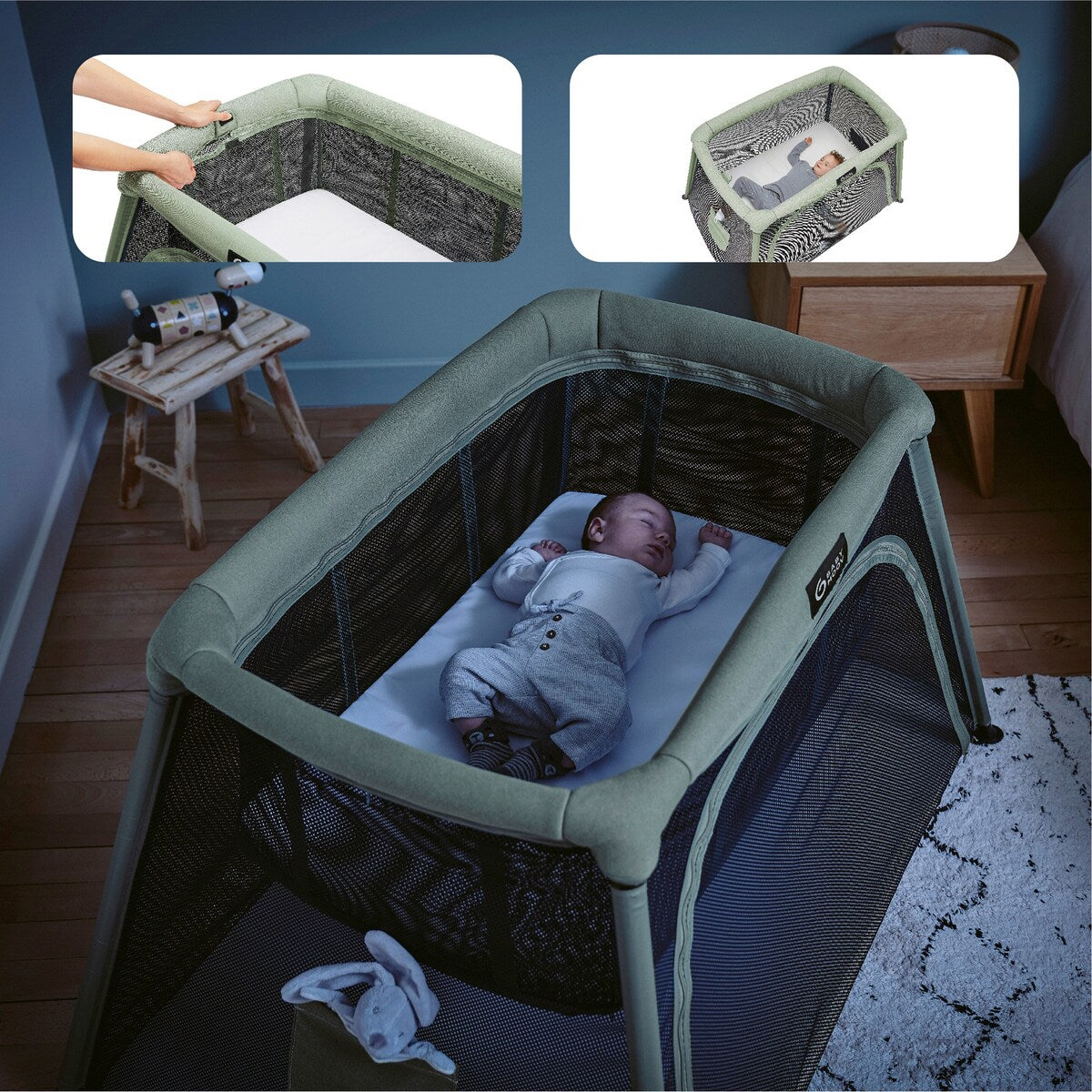 Sidevisning av Reiseseng 3-i-1 Moov & Comfy med sidelommer