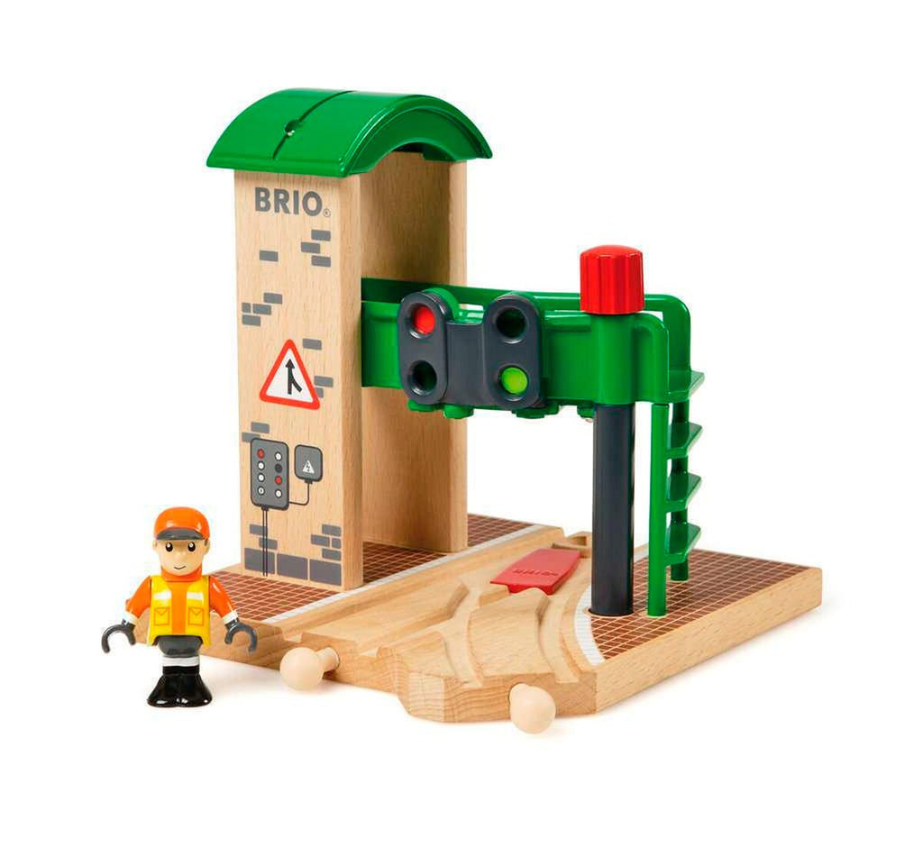 Signalstasjon i tre med sporveksel og figur bakside