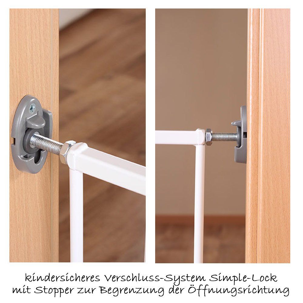 Detalj av låsesystem på Sikkerhetsgrind Basic Simple Lock metall 68-106 cm - Reer