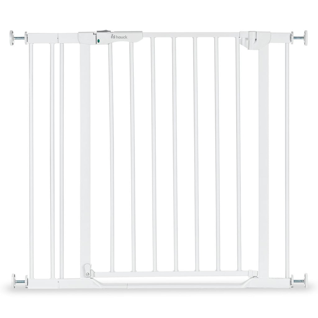 Sikkerhetsgrind Clear Step 2 75-80 cm med 9 cm forlenger hvit forfra