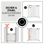 Sikkerhetsgrind Clear Step 2 for dør og trapp 75-80 cm, svart montert ved trappegelender
