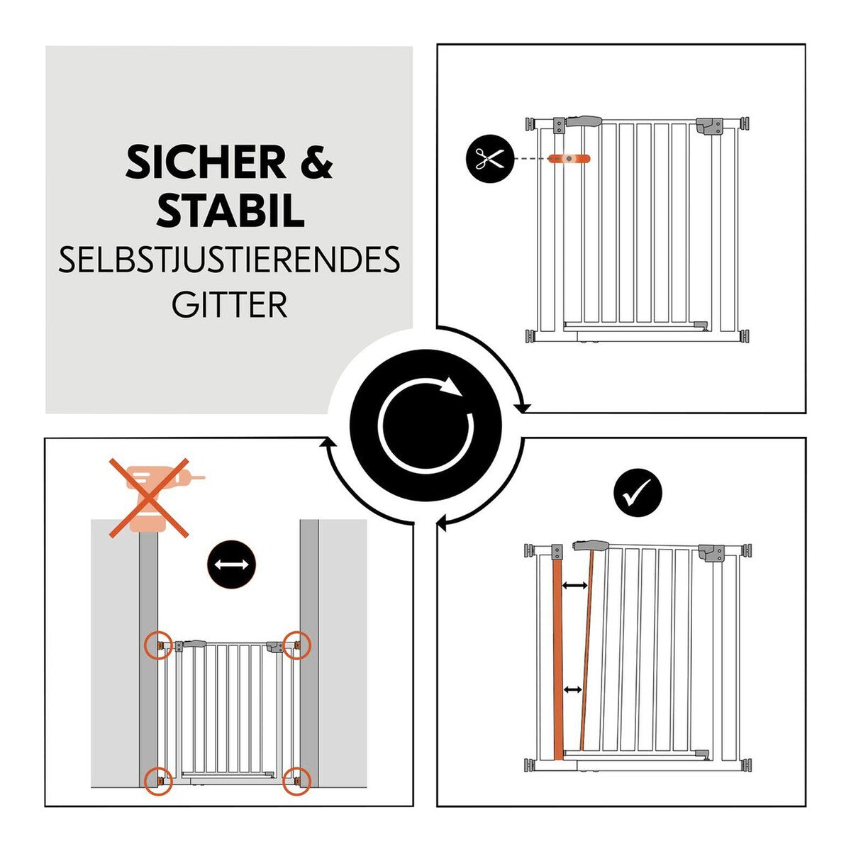 Sikkerhetsgrind Clear Step 2 for dør og trapp 75-80 cm i åpen posisjon