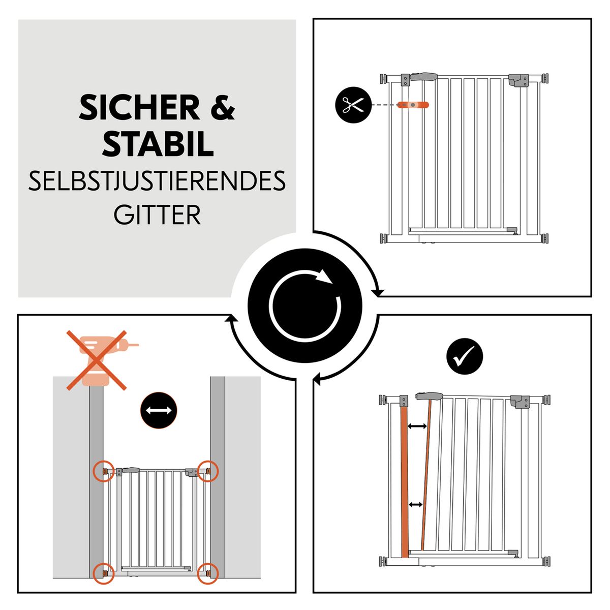 Sikkerhetsgrind Clear Step 2 ved rund trappelist