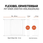 Sikkerhetsgrind Open N Stop 2 med forlengelse 21 cm med forlengelse detalj