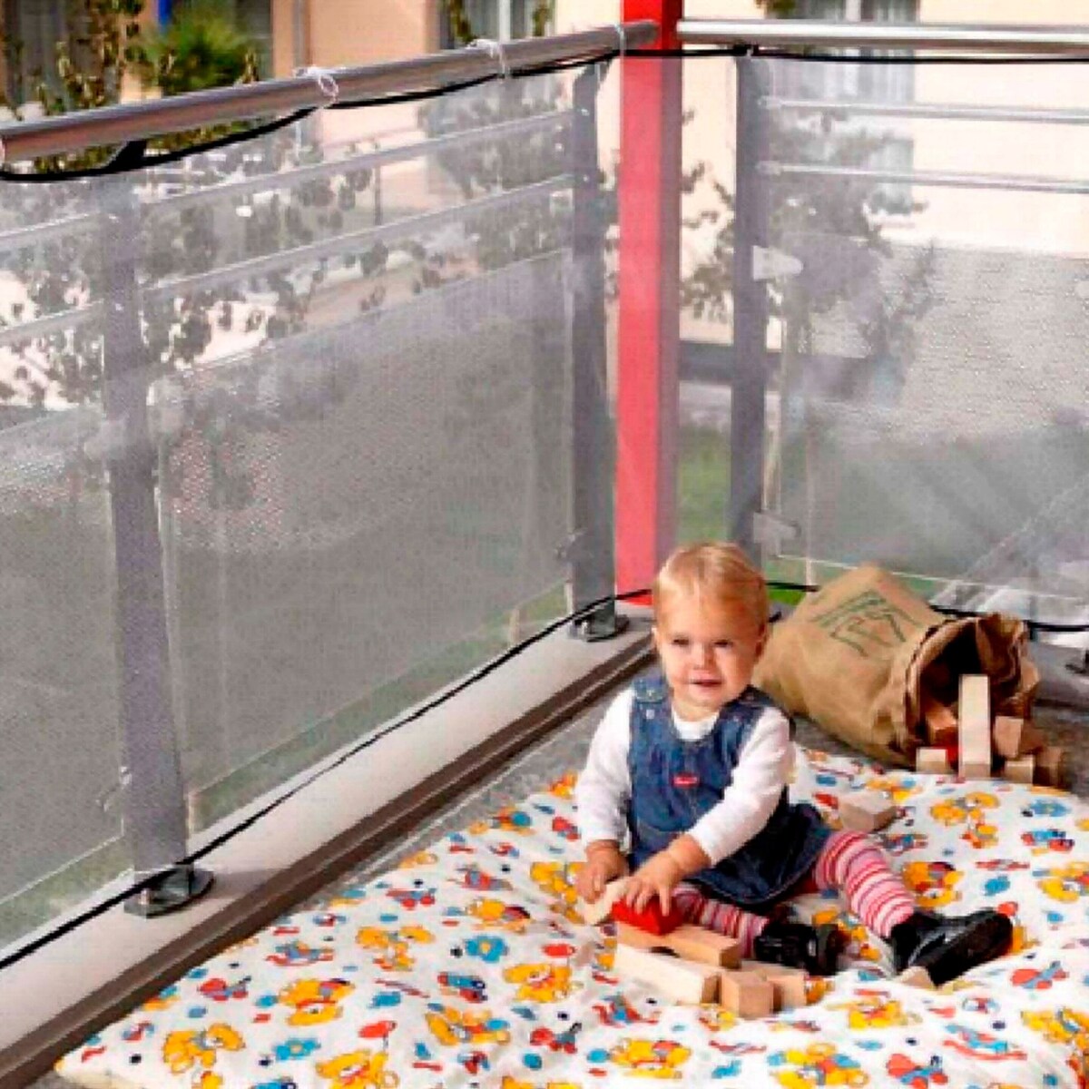 Sikkerhetsnett for balkong 294x94 cm, polyester montert på balkong