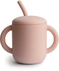 Silikonkopp med sugerør blush 175 ml fra 6 mnd - Mushie sett forfra