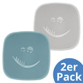 Silikonskål med sugekopp 2-pack, Monster petrol/lysgrå forfra