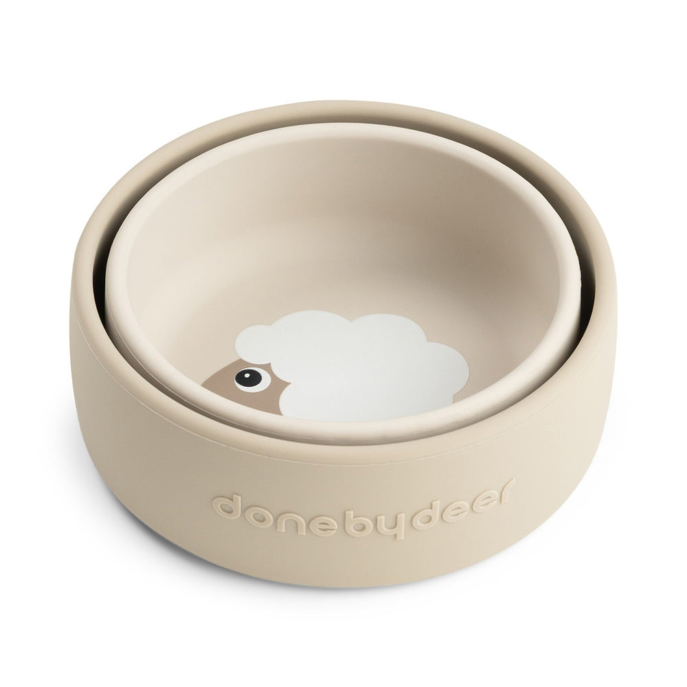 Silikonskåler 2-pk Sheepy sand Done by Deer bakside
