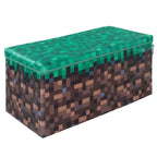 Sitte- og oppbevaringsboks bred canvas MINECRAFT Grasblock forfra