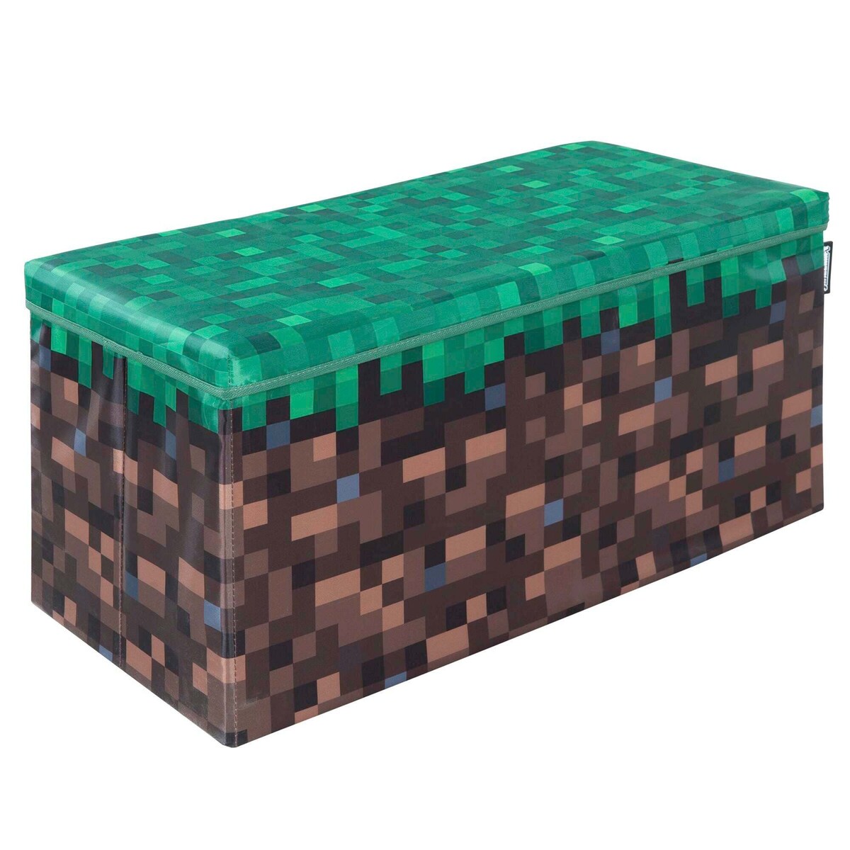 Sitte- og oppbevaringsboks bred canvas MINECRAFT Grasblock forfra